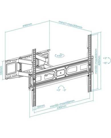 SOPORTE TV MONITOR TOOQ 37-80 40KG INCLINABLE/GIRATORIO BLACK SOPORTE TV MONITOR TOOQ 37-80 40KG INCLINABLE/GIRATORIO BLACK
