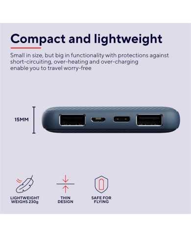 POWERBANK TRUST PRIMO SLIM 10000MAH X2 USB-A + USB-C + MICRO-USB ECO BLUE POWERBANK TRUST PRIMO SLIM 10000MAH X2 USB-A + USB-C + MICRO-USB ECO BLUE