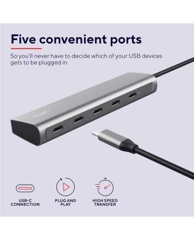 HUB USB-C TRUST 5 PUERTOS HALYX USB-C 3.2