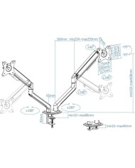 SOPORTE DE MESA TV/MONITOR TOOQ DB4132TNR-G 17-32 2 BRAZOS ASISTIDO GREY
