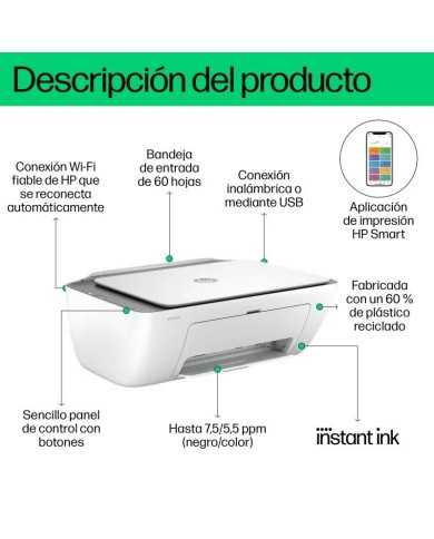 IMPRESORA HP DESKJET MULTIFUNCION 2820E COLOR WIFI WHITE