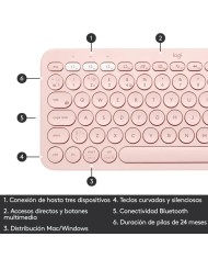 TECLADO LOGITECH K380 TKL BLUETOOTH MULTI-DEVICE ROSE