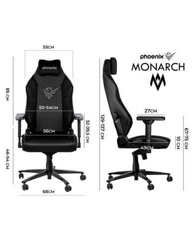 SILLA GAMING PHOENIX CUERO MONARCH TALLA R BLACK SILLA GAMING PHOENIX CUERO MONARCH TALLA R BLACK