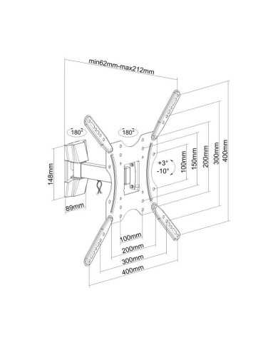 SOPORTE PARED TV MONITOR AISENS INCLINABLE GIRATORIO 32-55 30KG BLACK SOPORTE PARED TV MONITOR AISENS INCLINABLE GIRATORIO 32-55 30KG BLACK