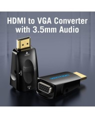 ADAPTADOR CONVERSOR VENTION HDMI/M A VGA/H AUDIO JACK 3.5 BLACK