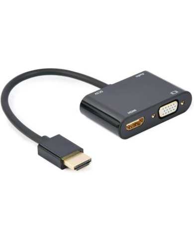 ADAPTADOR GEMBIRD HDMI/M A HDMI/H + VGA/H + CABLE AUDIO BLACK
