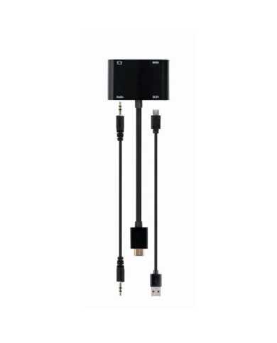 ADAPTADOR GEMBIRD HDMI/M A HDMI/H + VGA/H + CABLE AUDIO BLACK